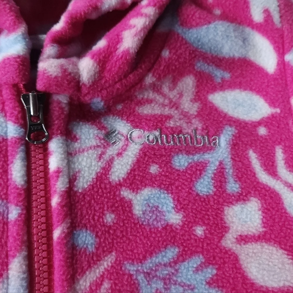 Columbia Pink Fleece Snowtop Zip-up Bunting Sz 6-12 Months